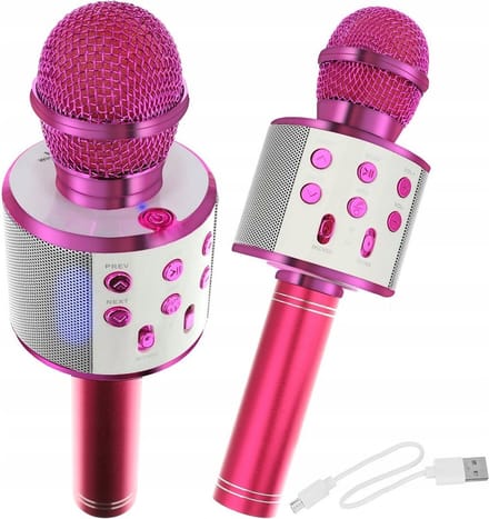 Playos® - Karaoke Microfoon - Roze - Draadloos - Bluetooth - met Stemvervormer - Kinderen en Volwassenen - Speaker - Karaoke Set -