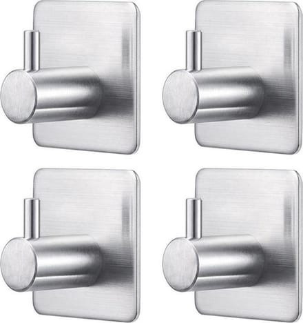 Jumada's Handdoekhaak set - Zonder boren - Zelfklevend - Zilver - 4 stuks