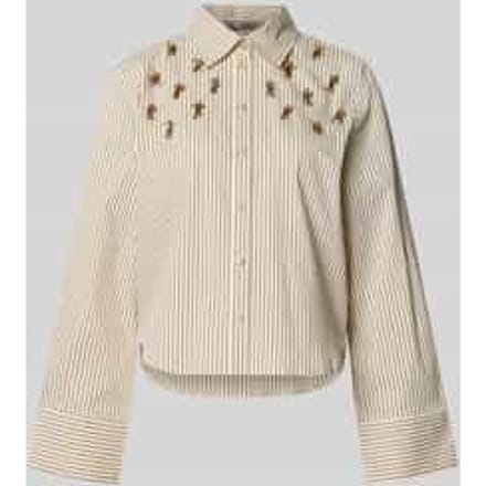 regular fit blouse in all-over look met parels