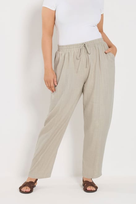 Yours Natuurlijk Bruine Linnen Barrel Broek Size 42