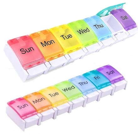 Pillendoos 7 Dagen - 2 Stuks - Medicijnen doosje Pillen Planner Medicijndoos - Wit