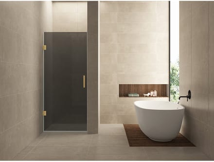 Wiesbaden Less Nisdeur - 800x2000x8mm - Nano - Rookglas - Geborsteld Messing
