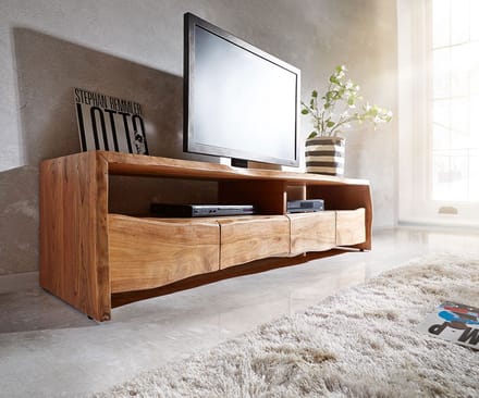 Televisietafel Live-Edge acacia natuur 190 cm 4 schuifladen boomrand Lowboard