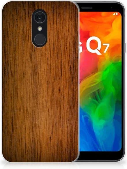 LG Q7 Bumper Hoesje Donker Hout