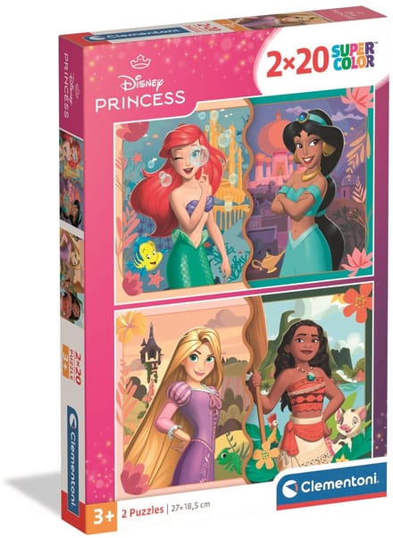 Clementoni - Puzzel - 2X20 Stukjes - Disney Princess - Puzzel Voor Kinderen - Vanaf 3 Jaar