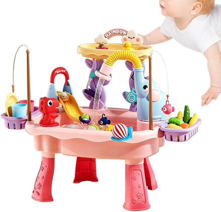 Watertafel Speelset - Sensorische Spoelbak - Buiten Spelen - Interactief Water Pomp Systeem - 46 x 16 x 34 cm