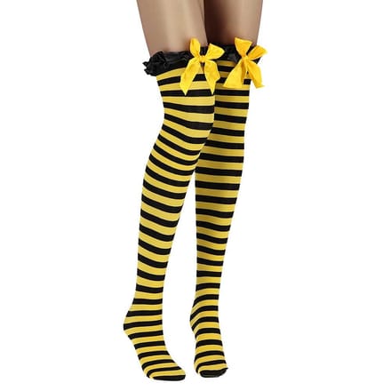 Apollo - Dames Fantasy panty stay up - Zwart/Geel - One Size - Panty - Stay up kousen dames - Pantys - Stay up panty - Panty's