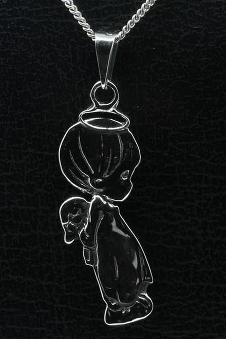 Zilveren Baby als engel ketting hanger