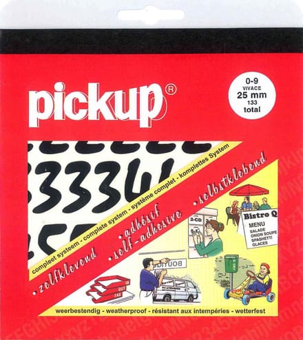 Pickup plakcijfers boekje Vivace zwart - 25 mm
