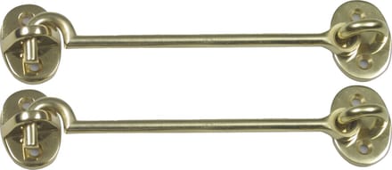 AMIG windhaak / windhaken - 2x - messing - goudkleur - L12.5 cm - D5 mm - met schroefoog