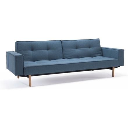 Innovation Living - Splitback slaapbank met armleuningen - blauw-grijs - Mixed Dance - chroom