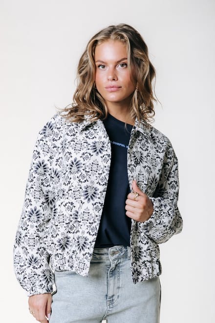 Colourful Rebel Bente Flower Jacquard Bomber Jacket- XL