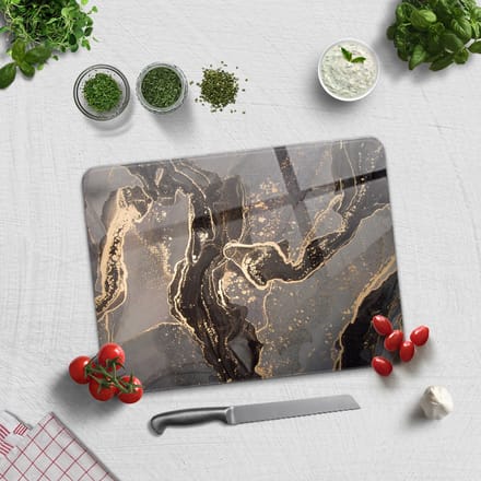 Bruin Marmerlook Tempered GlasSnijplank 30cm × 40cm - Glassnijplank