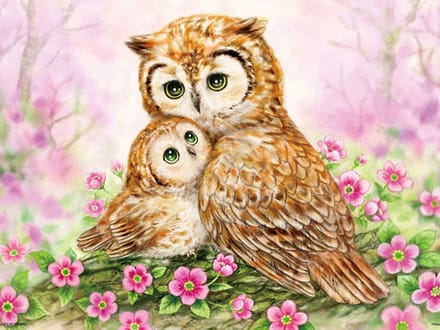 Diamond painting 30x40cm - uilen ( ronde steentjes )