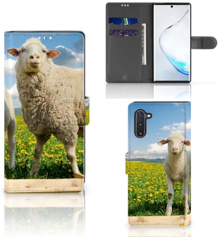 Samsung Galaxy Note 10 Telefoonhoesje met Pasjes Schaap en Lammetje