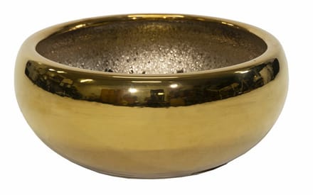 Mega Collections Bloempot/schaal Emperor laag - rond - goud - D33 x H17 cm - glans