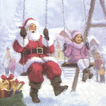 IHR - Lunch servetten - Santa on the swing