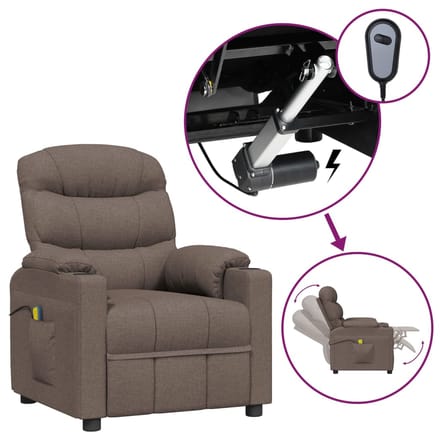vidaXL - Massagestoel - elektrisch - stof - taupe