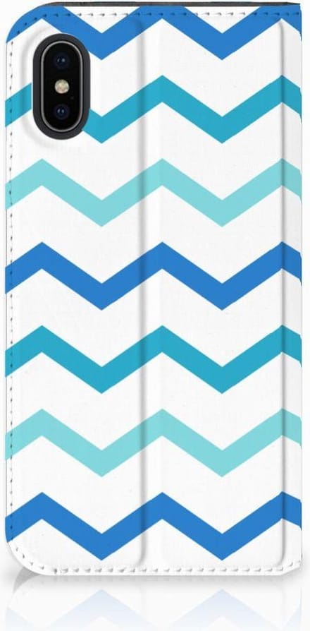 Apple iPhone X | Xs Hoesje met Magneet Zigzag Blauw