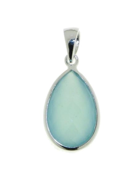 SilverGems Zilveren hanger met facet geslepen Chalcedoon edelsteen