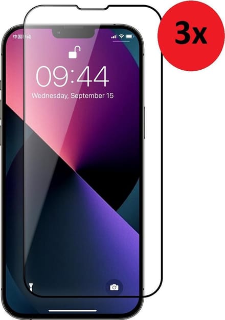 Full Screenprotector Geschikt voor iPhone 13 Pro Max - iPhone 13 Pro Max Full Tempered Glass 3x