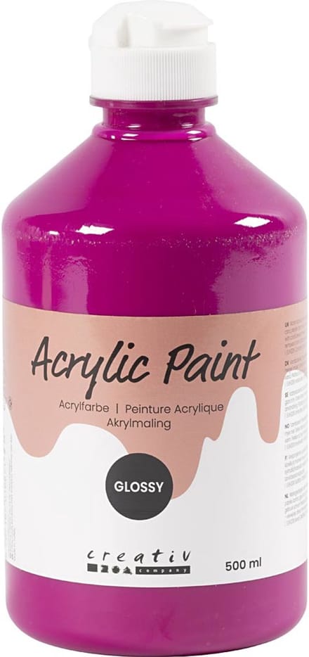 Acrylverf Glossy, roze, 500 ml/ 1 fles