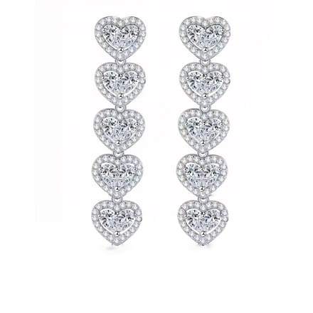 Five Little Hearts Earrings Silver