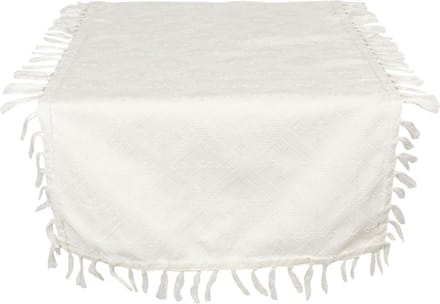 Clayre & Eef Tafelloper 50*140 cm Creme Katoen Rechthoek Tafelkleed Loper Tafeltextiel