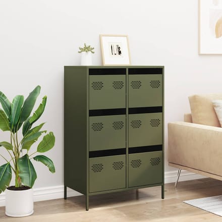 vidaXL - Hoge - kast - 68x39x101,5 - cm - staal - olijfgroen