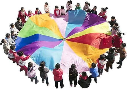 Speel Parachute - Activiteit Parachute - Buiten Spelen - Multiplayer Activiteit - Diameter 6m - Regenboog