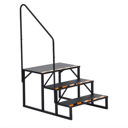 3-Traps Campertrap - Draagbare Stalen Instaptrap met Leuning & Antislip - Voor Camper & Caravan