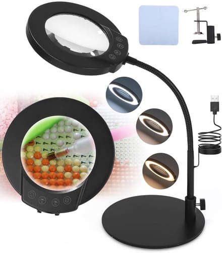 Vergrootglas met verlichting en verstelbare standaard voor hobby en handwerk
