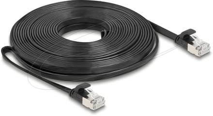 Delock RJ45 Flat Patch Cable plug to plug Cat.6A 10 m black