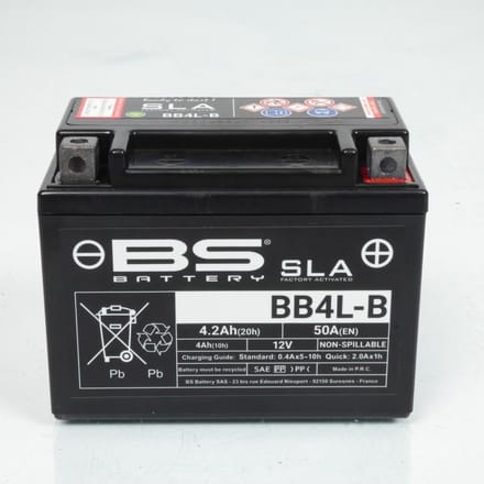 Batterij SLA BS voor scooter Derbi 50 Paddock Lc 1997 YB4L-B / 12V 4.2Ah Neuf