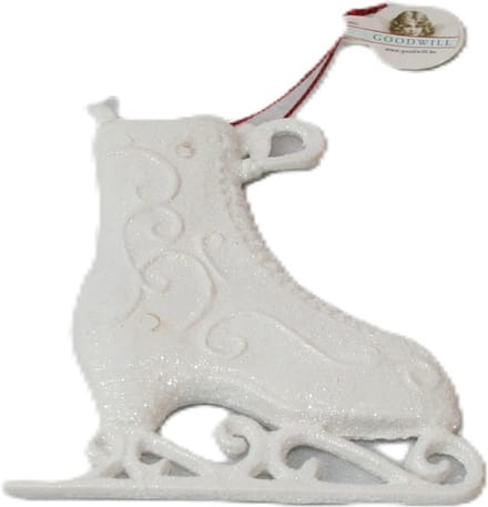 Goodwill Kerstbal-Schaats Wit Glitter  Per 2 stuks