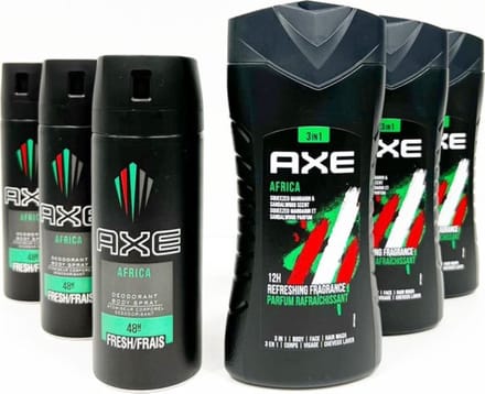 Axe Africa   3 Douchegel &  3 Deodorant Spray