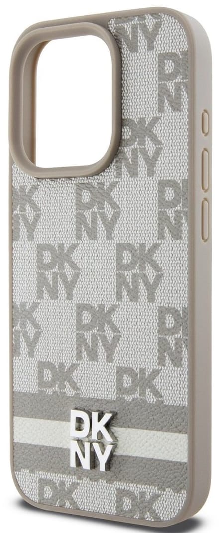 DKNY Checkered Printed Stripe Back Case - Geschikt voor Apple iPhone 14 Pro Max (6.7") - Beige