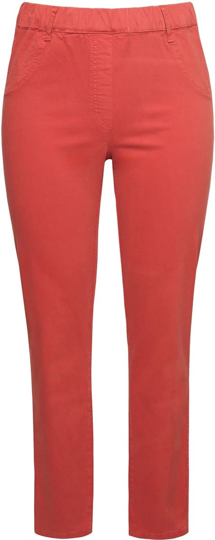 Ulla Popken - Dames - Jeggings elastische tailleband smalle pijp - Baksteenrood - Maat 44