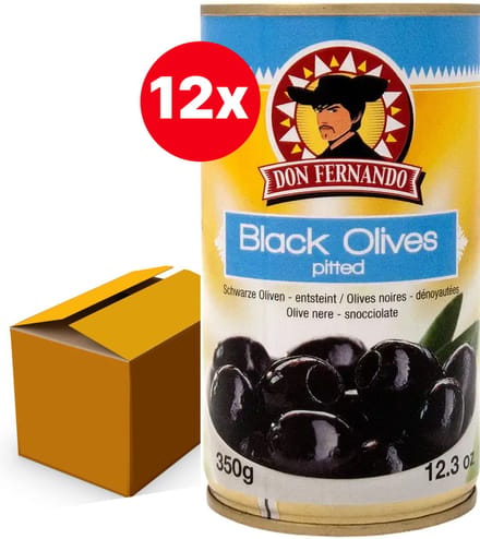 Zwartgeblakerde olijven ontpit 350g - Doos 12 stuks