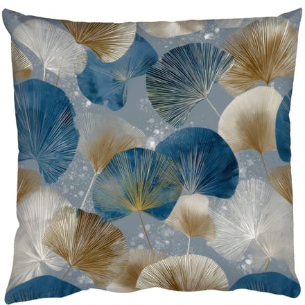 Sierkussens - Kussentjes Woonkamer - 60x60 cm - Bladeren - Abstract - Goud - Blauw