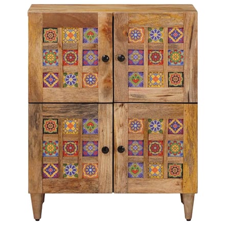 vidaXL - Dressoir - met - opslag - Naturel - 60 - x - 33 - x - 75 - cm - Massief - Mango - Hout