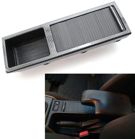 Allecto - Bekerhouder Organizer - Auto Interieur - Zwart - Middenconsole - Geschikt voor 3 Serie E46 1998-2007 - ABS Koolstofvezel
