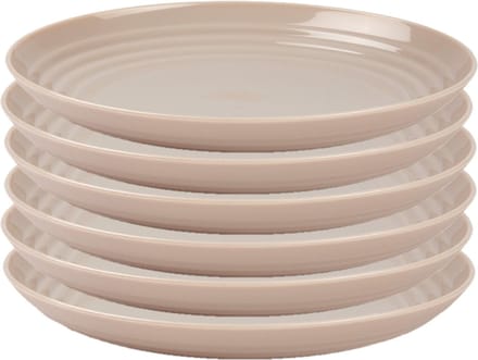 PlasticForte Rond bord/camping bord - 6x - D22 cm - beige - kunststof