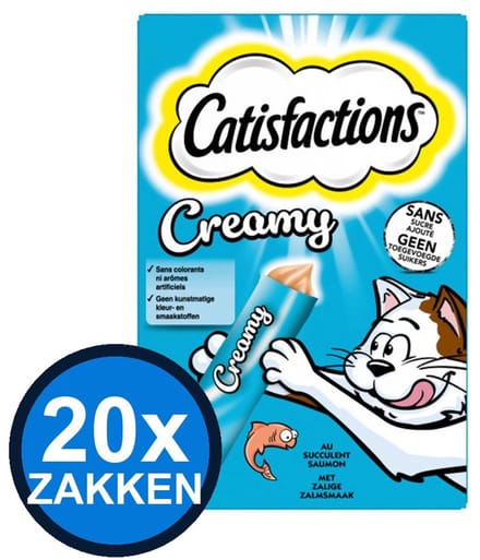 20x Catisfactions - Creamy Zalm Multipack (4x10g) - Kattenvoer Snacks - 40 g