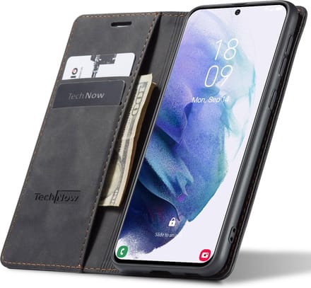 Hoesje geschikt voor Samsung Galaxy S21 - Book Case Leer Slimline Zwart