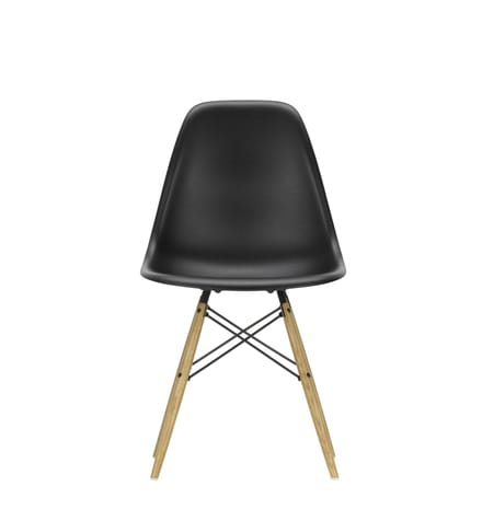 Vitra - DSW Eames Plastic Sidechair - diepzwart RE - honingkleurig essenhout