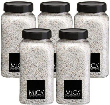 Mica Decorations decoratie stenen/granulaat - 5x - 650ml - wit - hobby steentjes