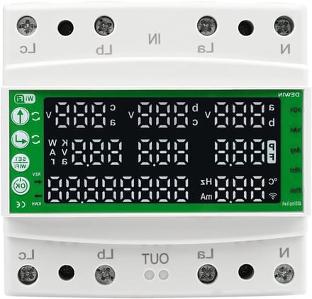 Driefasen Elektriciteitsmeter - Stroommeter WiFi - Energie Monitoren - Overspanning Onderspanning Bescherming - AC 60-300V - Wit