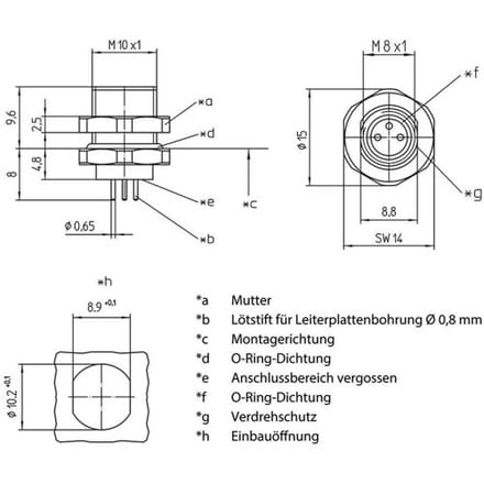 Lutronic 1221 Sensor/actuator inbouwconnector M8 Aantal polen (sensoren): 4 Bus, inbouw 1 stuk(s)