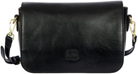 BRIC'S Leren schoudertas Volterra Messenger Bag Black zwart